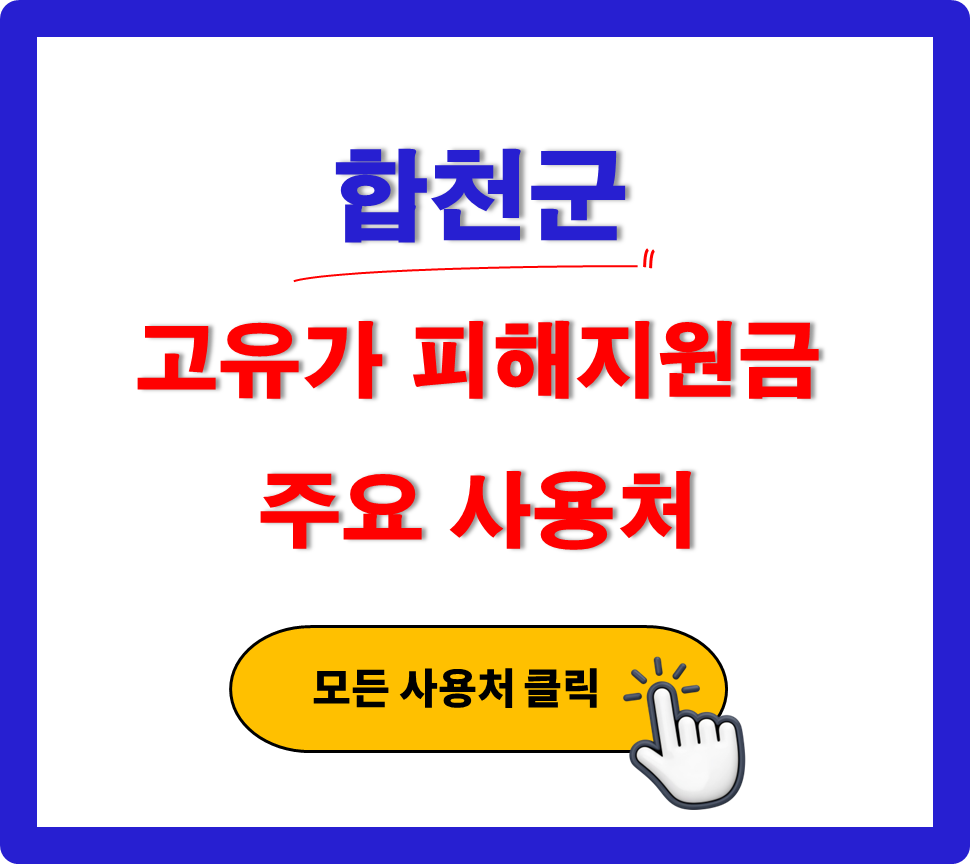 합천군 고유가 피해지원금 어디서 사용 하나요? (사용처 안내) 합천군 고유가 피해지원금 어디서 사용 하나요? (사용처 안내)